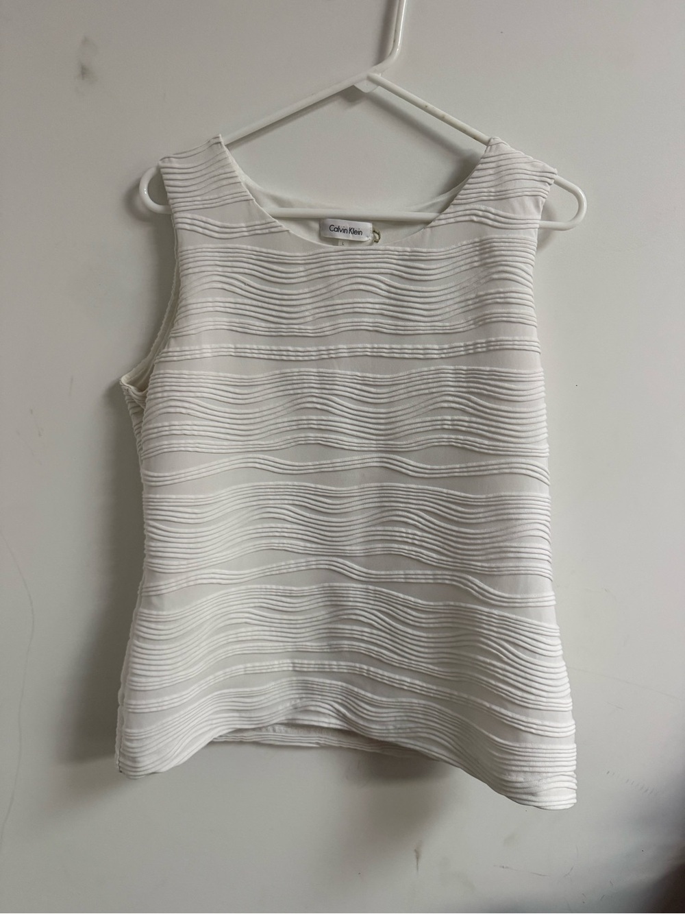 Calvin Klein White Ribbed Sleeveless Top